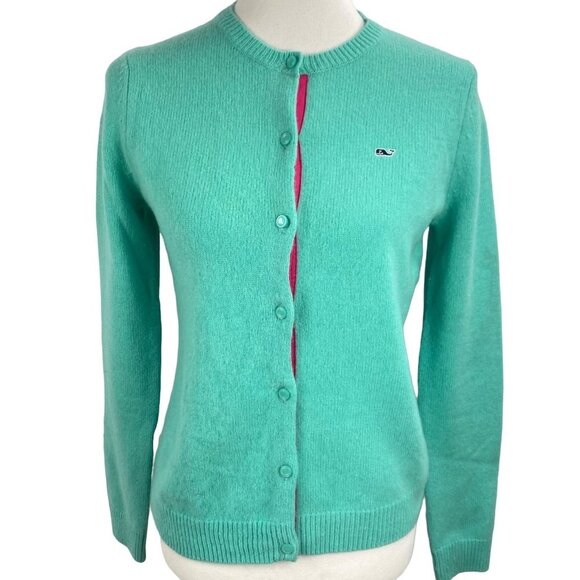 Vineyard Vines Womens Cardigan Sweater Size Small Lambswool Soft Warm Teal Mint - Picture 3 of 12